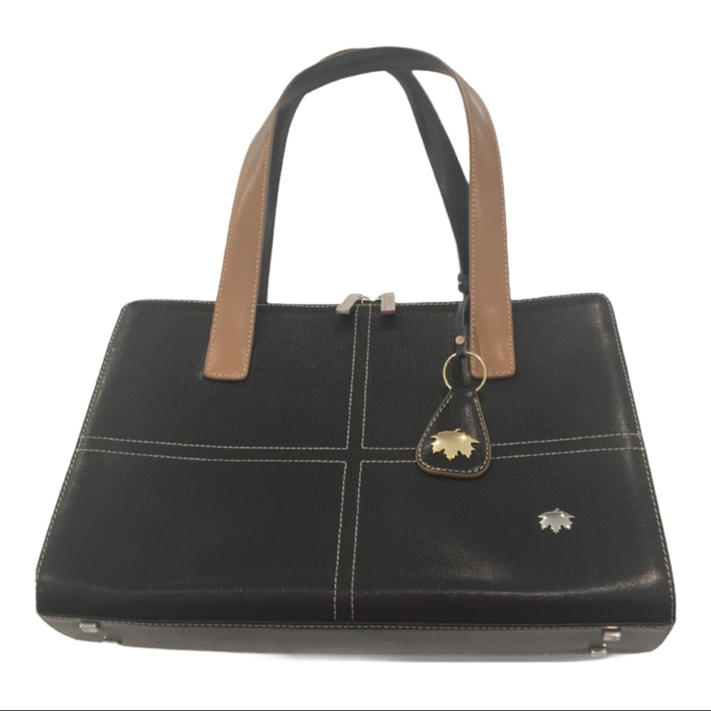 Genuine Italian Leather Black &Tan Handbag